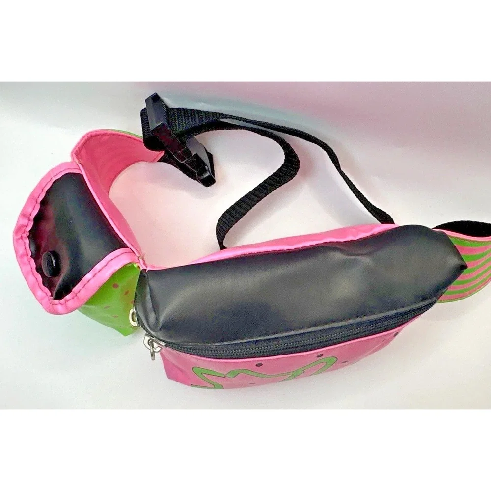 Vintage 1990s Girls Neon Pink Green Star Belt Bag Fanny Pack Youth Kids CDI